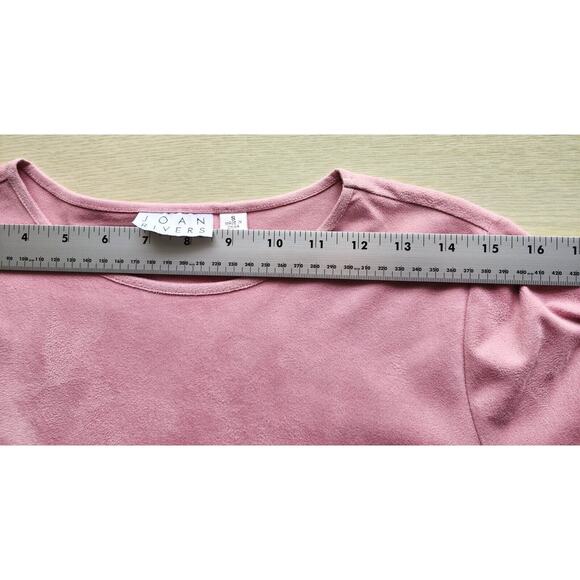 TOP/BLOUSE-JOAN RIVERS-Buff Pink-Suede Look-Soft-Long Sleeves-Size SMALL - Picture 6 of 11